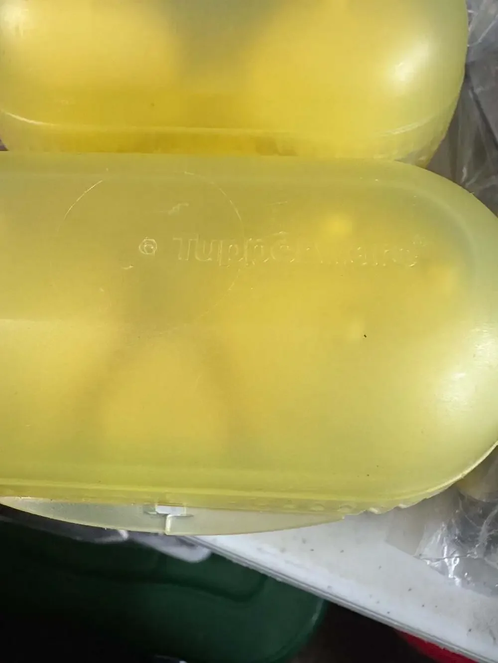 Tupperware 2-Egg Holder Carrier with Built-in Salt Shaker, Yellow